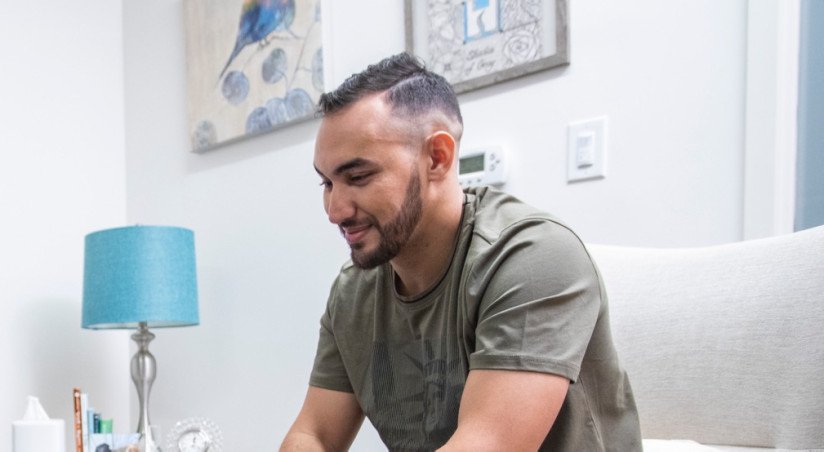 veteran smiling in therapy setting